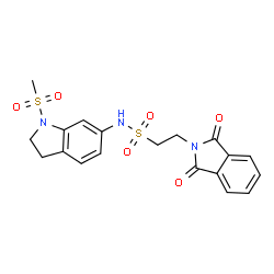 ChemSpider 2D Image | 2-(1,3-Dioxo-1,3-dihydro-2H-isoindol-2-yl)-N-[1-(methylsulfonyl)-2,3-dihydro-1H-indol-6-yl]ethanesulfonamide | C19H19N3O6S2