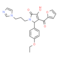ChemSpider 2D Image | 5-(4-Ethoxyphenyl)-4-(2-furoyl)-3-hydroxy-1-[3-(1H-imidazol-1-yl)propyl]-1,5-dihydro-2H-pyrrol-2-one | C23H23N3O5