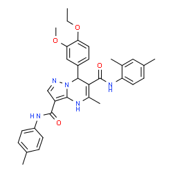 ChemSpider 2D Image | N~6~-(2,4-Dimethylphenyl)-7-(4-ethoxy-3-methoxyphenyl)-5-methyl-N~3~-(4-methylphenyl)-4,7-dihydropyrazolo[1,5-a]pyrimidine-3,6-dicarboxamide | C33H35N5O4