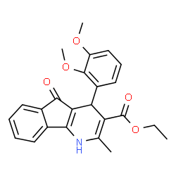 ChemSpider 2D Image | Ethyl 4-(2,3-dimethoxyphenyl)-2-methyl-5-oxo-4,5-dihydro-1H-indeno[1,2-b]pyridine-3-carboxylate | C24H23NO5