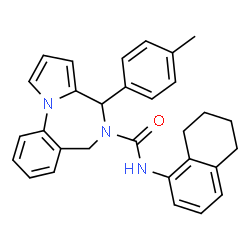 ChemSpider 2D Image | 4-(4-Methylphenyl)-N-(5,6,7,8-tetrahydro-1-naphthalenyl)-4H-pyrrolo[1,2-a][1,4]benzodiazepine-5(6H)-carboxamide | C30H29N3O