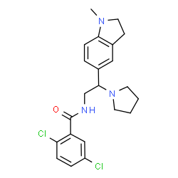 ChemSpider 2D Image | 2,5-Dichloro-N-[2-(1-methyl-2,3-dihydro-1H-indol-5-yl)-2-(1-pyrrolidinyl)ethyl]benzamide | C22H25Cl2N3O