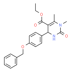 ChemSpider 2D Image | ethyl 4-[4-(benzyloxy)phenyl]-1,6-dimethyl-2-oxo-3,4-dihydropyrimidine-5-carboxylate | C22H24N2O4