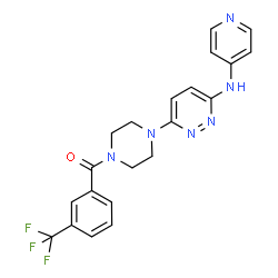 ChemSpider 2D Image | [4-[6-(4-pyridylamino)pyridazin-3-yl]piperazin-1-yl]-[3-(trifluoromethyl)phenyl]methanone | C21H19F3N6O