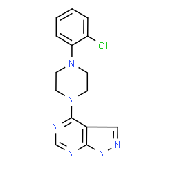 ChemSpider 2D Image | 1-(2-chlorophenyl)-4-{2H-pyrazolo[3,4-d]pyrimidin-4-yl}piperazine | C15H15ClN6