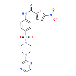 ChemSpider 2D Image | 5-Nitro-N-(4-{[4-(2-pyrazinyl)-1-piperazinyl]sulfonyl}phenyl)-2-furamide | C19H18N6O6S