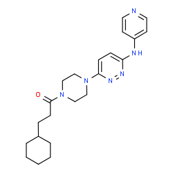 ChemSpider 2D Image | 3-cyclohexyl-1-[4-[6-(4-pyridylamino)pyridazin-3-yl]piperazin-1-yl]propan-1-one | C22H30N6O