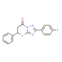 ChemSpider 2D Image | 2-(4-Fluorophenyl)-5-phenyl-5,6-dihydro-7H-[1,2,4]triazolo[5,1-b][1,3]thiazin-7-one | C17H12FN3OS