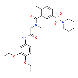 ChemSpider 2D Image | N-{2-[(3,4-Diethoxyphenyl)amino]-2-oxoethyl}-N,2-dimethyl-5-(1-piperidinylsulfonyl)benzamide | C26H35N3O6S