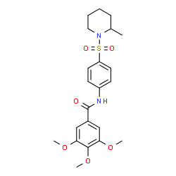 ChemSpider 2D Image | 3,4,5-trimethoxy-N-[4-[(2-methyl-1-piperidinyl)sulfonyl]phenyl]benzamide | C22H28N2O6S