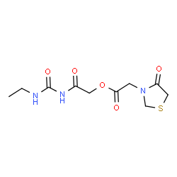 ChemSpider 2D Image | 2-[(Ethylcarbamoyl)amino]-2-oxoethyl (4-oxo-1,3-thiazolidin-3-yl)acetate | C10H15N3O5S