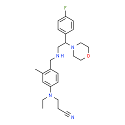 ChemSpider 2D Image | 3-{Ethyl[4-({[2-(4-fluorophenyl)-2-(4-morpholinyl)ethyl]amino}methyl)-3-methylphenyl]amino}propanenitrile | C25H33FN4O