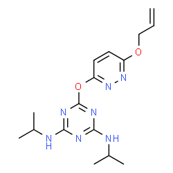ChemSpider 2D Image | 6-{[6-(Allyloxy)-3-pyridazinyl]oxy}-N,N'-diisopropyl-1,3,5-triazine-2,4-diamine | C16H23N7O2