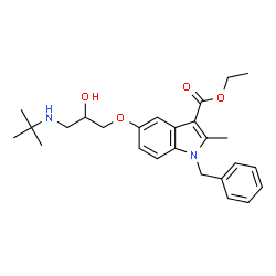 ChemSpider 2D Image | ethyl 1-benzyl-5-[3-(tert-butylamino)-2-hydroxypropoxy]-2-methyl-1H-indole-3-carboxylate | C26H34N2O4