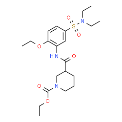 ChemSpider 2D Image | Ethyl 3-{[5-(diethylsulfamoyl)-2-ethoxyphenyl]carbamoyl}-1-piperidinecarboxylate | C21H33N3O6S