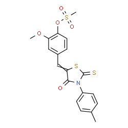 ChemSpider 2D Image | 2-Methoxy-4-{[3-(4-methylphenyl)-4-oxo-2-thioxo-1,3-thiazolidin-5-ylidene]methyl}phenyl methanesulfonate | C19H17NO5S3