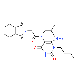 ChemSpider 2D Image | N-(6-Amino-1-butyl-2,4-dioxo-1,2,3,4-tetrahydro-5-pyrimidinyl)-2-(1,3-dioxooctahydro-2H-isoindol-2-yl)-N-isobutylacetamide | C22H33N5O5