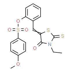 ChemSpider 2D Image | 2-[(3-Ethyl-4-oxo-2-thioxo-1,3-thiazolidin-5-ylidene)methyl]phenyl 4-methoxybenzenesulfonate | C19H17NO5S3