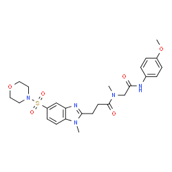 ChemSpider 2D Image | N-{2-[(4-Methoxyphenyl)amino]-2-oxoethyl}-N-methyl-3-[1-methyl-5-(4-morpholinylsulfonyl)-1H-benzimidazol-2-yl]propanamide | C25H31N5O6S