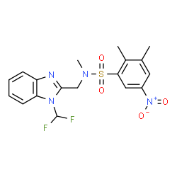 ChemSpider 2D Image | N-{[1-(Difluoromethyl)-1H-benzimidazol-2-yl]methyl}-N,2,3-trimethyl-5-nitrobenzenesulfonamide | C18H18F2N4O4S