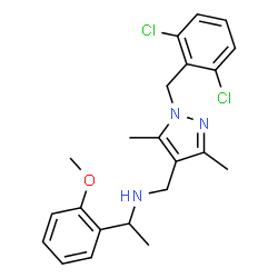 ChemSpider 2D Image | N-{[1-(2,6-Dichlorobenzyl)-3,5-dimethyl-1H-pyrazol-4-yl]methyl}-1-(2-methoxyphenyl)ethanamine | C22H25Cl2N3O