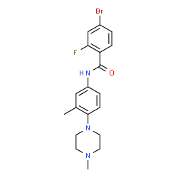 ChemSpider 2D Image | 4-Bromo-2-fluoro-N-[3-methyl-4-(4-methyl-1-piperazinyl)phenyl]benzamide | C19H21BrFN3O