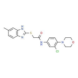 ChemSpider 2D Image | N-[3-Chloro-4-(4-morpholinyl)phenyl]-2-[(6-methyl-1H-benzimidazol-2-yl)sulfanyl]acetamide | C20H21ClN4O2S