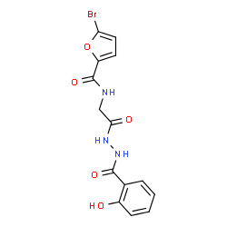 ChemSpider 2D Image | 5-Bromo-N-{2-[2-(2-hydroxybenzoyl)hydrazino]-2-oxoethyl}-2-furamide | C14H12BrN3O5