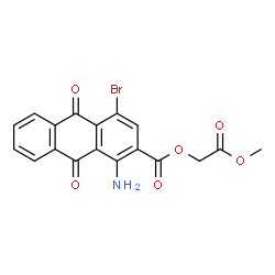 ChemSpider 2D Image | 2-Methoxy-2-oxoethyl 1-amino-4-bromo-9,10-dioxo-9,10-dihydro-2-anthracenecarboxylate | C18H12BrNO6