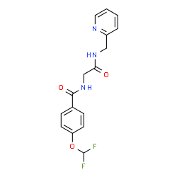 ChemSpider 2D Image | 4-(Difluoromethoxy)-N-{2-oxo-2-[(2-pyridinylmethyl)amino]ethyl}benzamide | C16H15F2N3O3