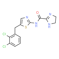 ChemSpider 2D Image | N-[5-(2,3-Dichlorobenzyl)-1,3-thiazol-2-yl]-4,5-dihydro-1H-imidazole-2-carboxamide | C14H12Cl2N4OS