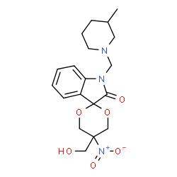 ChemSpider 2D Image | 5-(Hydroxymethyl)-1'-[(3-methyl-1-piperidinyl)methyl]-5-nitrospiro[1,3-dioxane-2,3'-indol]-2'(1'H)-one | C19H25N3O6