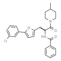 ChemSpider 2D Image | N-{1-[5-(3-Chlorophenyl)-2-furyl]-3-(4-methyl-1-piperidinyl)-3-oxo-1-propen-2-yl}benzamide | C26H25ClN2O3
