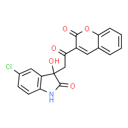 ChemSpider 2D Image | 5-Chloro-3-hydroxy-3-[2-oxo-2-(2-oxo-2H-chromen-3-yl)ethyl]-1,3-dihydro-2H-indol-2-one | C19H12ClNO5