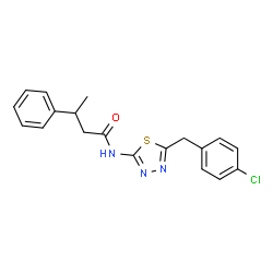 ChemSpider 2D Image | N-[5-(4-Chlorobenzyl)-1,3,4-thiadiazol-2-yl]-3-phenylbutanamide | C19H18ClN3OS