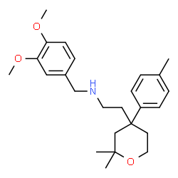 ChemSpider 2D Image | N-(3,4-Dimethoxybenzyl)-2-[2,2-dimethyl-4-(4-methylphenyl)tetrahydro-2H-pyran-4-yl]ethanamine | C25H35NO3