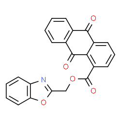 ChemSpider 2D Image | 1,3-Benzoxazol-2-ylmethyl 9,10-dioxo-9,10-dihydro-1-anthracenecarboxylate | C23H13NO5