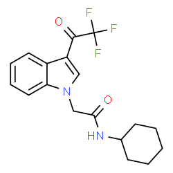 ChemSpider 2D Image | N-Cyclohexyl-2-[3-(trifluoroacetyl)-1H-indol-1-yl]acetamide | C18H19F3N2O2