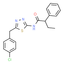 ChemSpider 2D Image | N-[5-(4-Chlorobenzyl)-1,3,4-thiadiazol-2-yl]-2-phenylbutanamide | C19H18ClN3OS