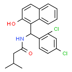 ChemSpider 2D Image | N-[(2,4-Dichlorophenyl)(2-hydroxy-1-naphthyl)methyl]-3-methylbutanamide | C22H21Cl2NO2