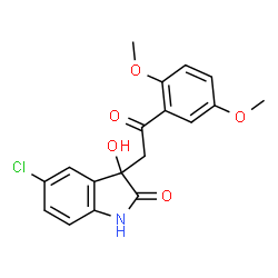 ChemSpider 2D Image | 5-Chloro-3-[2-(2,5-dimethoxyphenyl)-2-oxoethyl]-3-hydroxy-1,3-dihydro-2H-indol-2-one | C18H16ClNO5