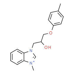 ChemSpider 2D Image | 3-(2-Hydroxy-3-p-tolyloxy-propyl)-1-methyl-3H-benzoimidazol-1-ium | C18H21N2O2
