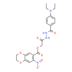 ChemSpider 2D Image | 2-{2-[4-(Diethylamino)benzoyl]hydrazino}-2-oxoethyl 7-nitro-2,3-dihydro-1,4-benzodioxine-6-carboxylate | C22H24N4O8