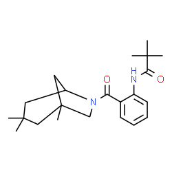 ChemSpider 2D Image | 2,2-Dimethyl-N-{2-[(1,3,3-trimethyl-6-azabicyclo[3.2.1]oct-6-yl)carbonyl]phenyl}propanamide | C22H32N2O2