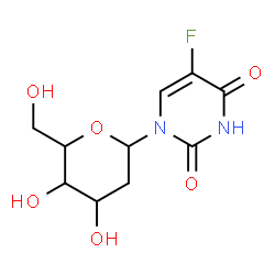 ChemSpider 2D Image | 1-(2-Deoxyhexopyranosyl)-5-fluoro-2,4(1H,3H)-pyrimidinedione | C10H13FN2O6