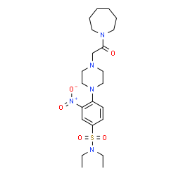 ChemSpider 2D Image | 4-{4-[2-(1-Azepanyl)-2-oxoethyl]-1-piperazinyl}-N,N-diethyl-3-nitrobenzenesulfonamide | C22H35N5O5S