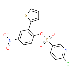 ChemSpider 2D Image | 4-Nitro-2-(2-thienyl)phenyl 6-chloro-3-pyridinesulfonate | C15H9ClN2O5S2