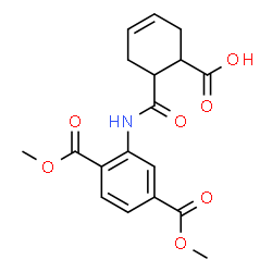 ChemSpider 2D Image | 6-{[2,5-Bis(methoxycarbonyl)phenyl]carbamoyl}-3-cyclohexene-1-carboxylic acid | C18H19NO7