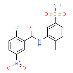ChemSpider 2D Image | 2-Chloro-N-(2-methyl-5-sulfamoylphenyl)-5-nitrobenzamide | C14H12ClN3O5S