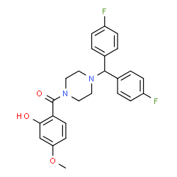 ChemSpider 2D Image | {4-[Bis(4-fluorophenyl)methyl]-1-piperazinyl}(2-hydroxy-4-methoxyphenyl)methanone | C25H24F2N2O3